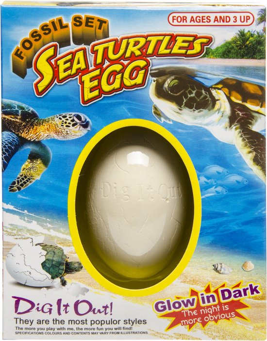 LG-Imports fossielei schildpad glow in the dark 3-delig