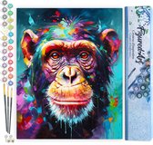 Figured'Art Schilderen op Nummer | Kleurrijke Abstracte Chimpansee