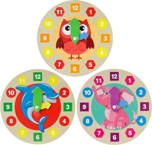 Klok leren kijken- houten klok - 20 cm doorsnede